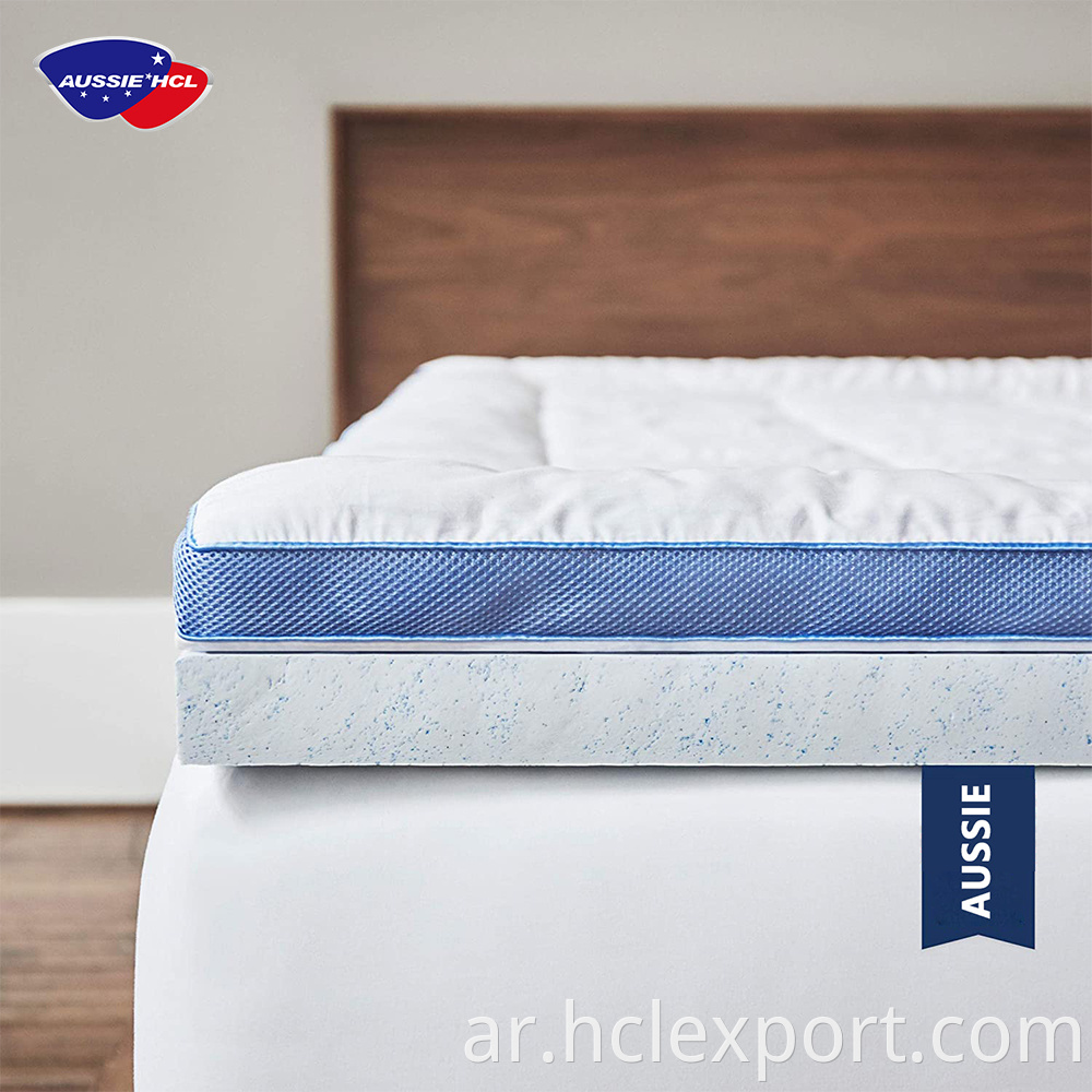 أفضل مصنع Aussie Twin Single Inch Preshtress Colchon King Double Gel Latex Foam Mattress Topper